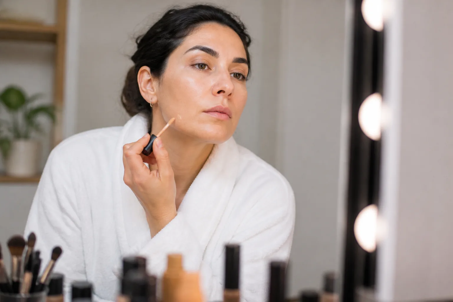 Editorial photograph illustrating How to Cover Beard Shadow: Color Correction, Concealer, and Foundation